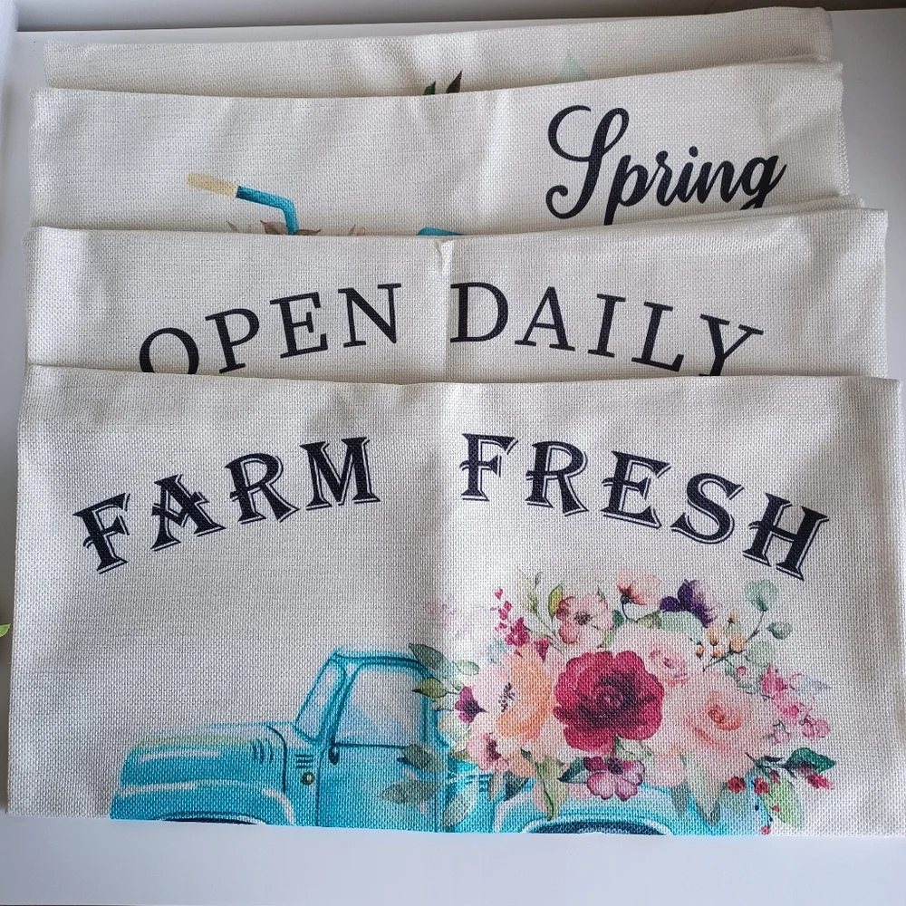Spring Pillow Covers Set of 4 18 x 18 Inches NEW
